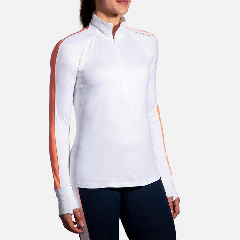 Brooks Dash Half Zip Running Jackets - Women's - White (69248-RQMB)